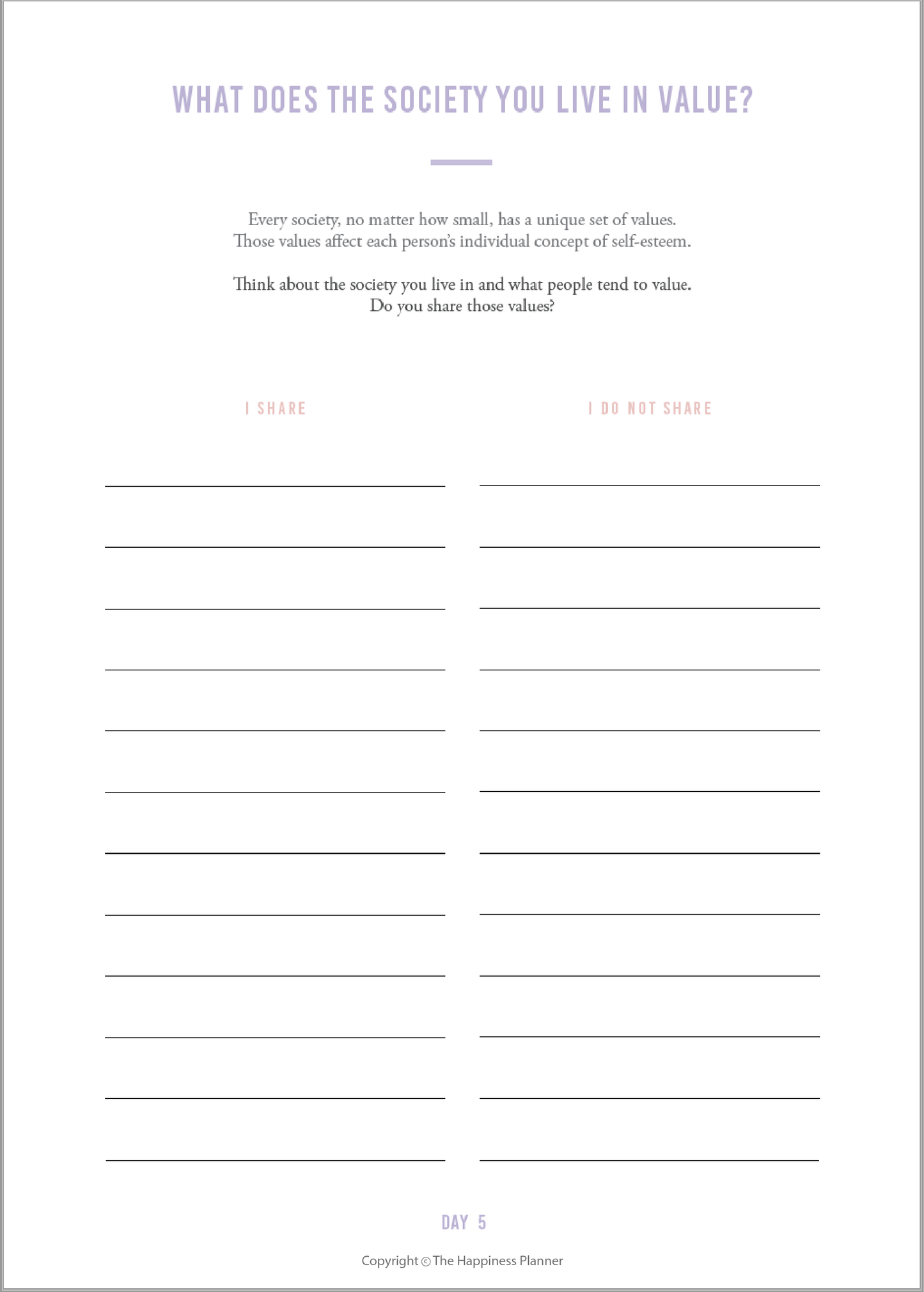 Custom Self-Esteem Journal