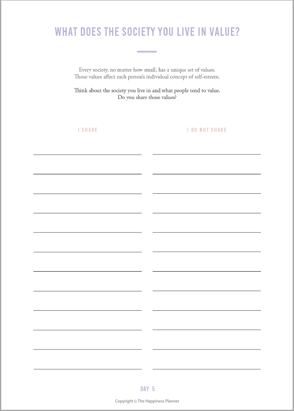 Custom Self-Esteem Journal