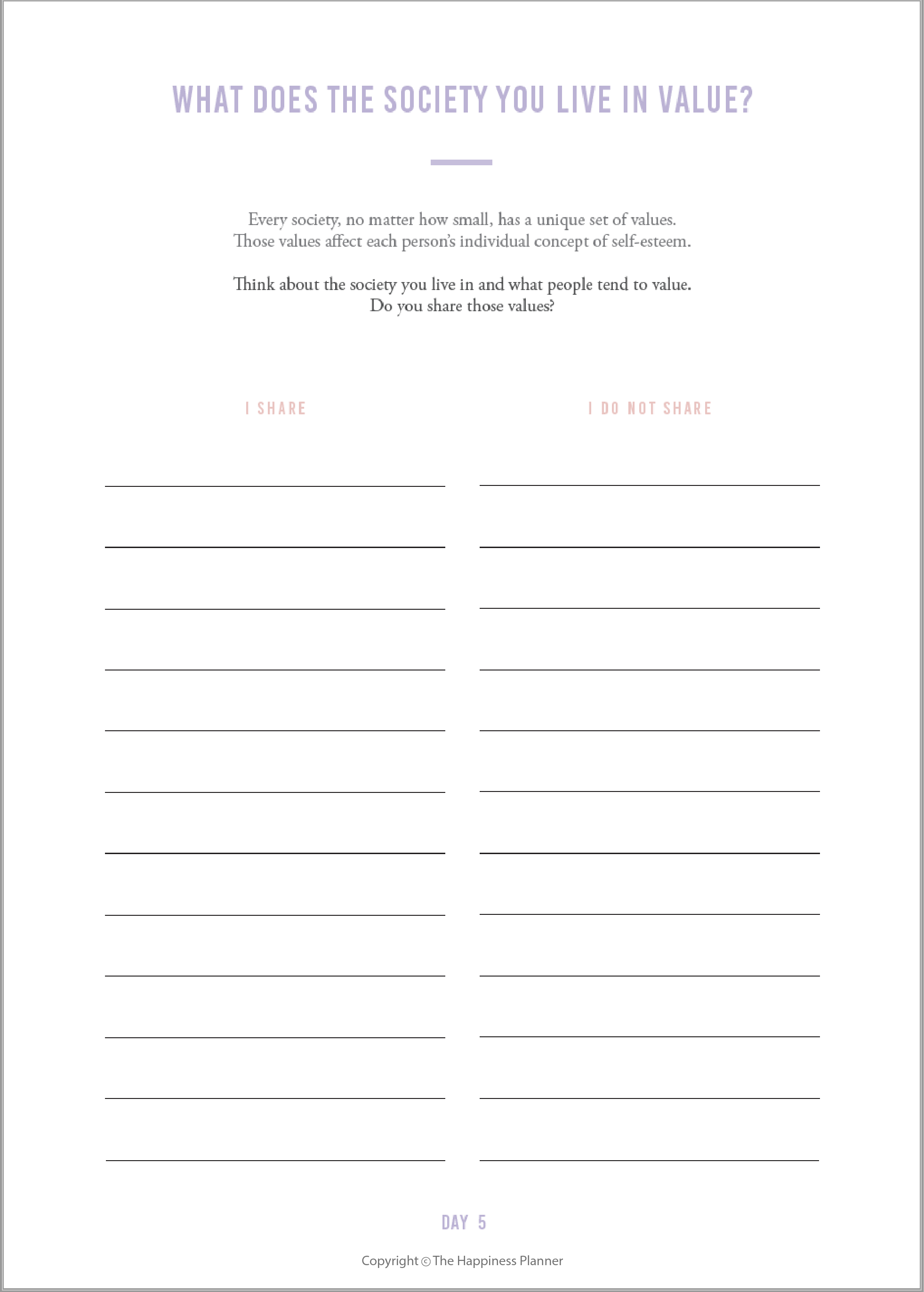 Custom Self-Esteem Journal