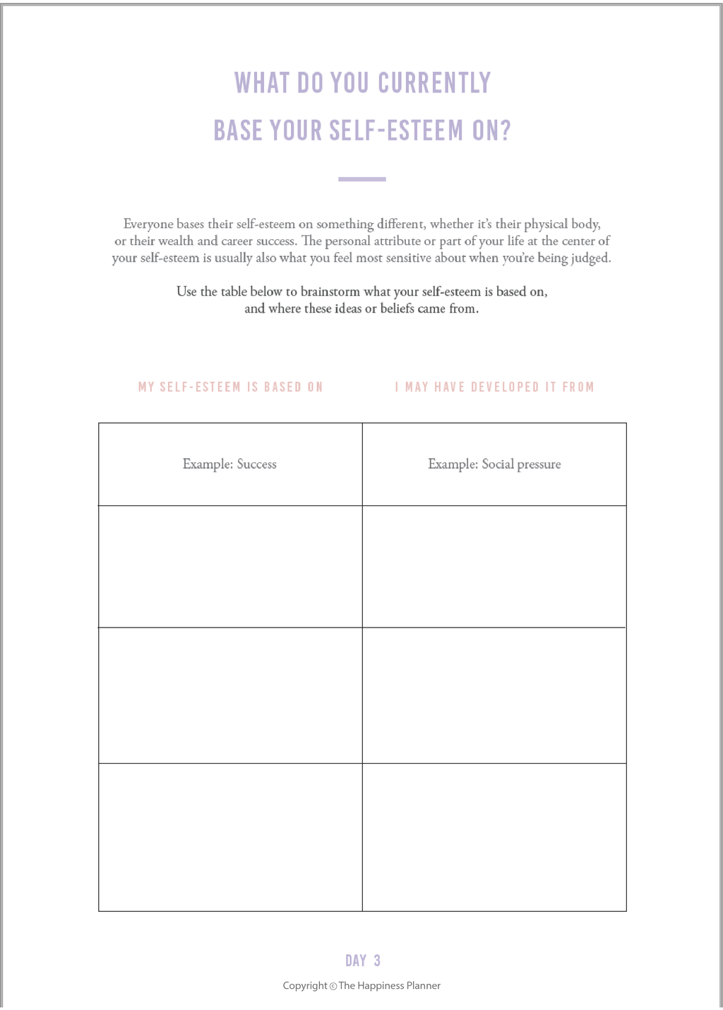 Custom Self-Esteem Journal